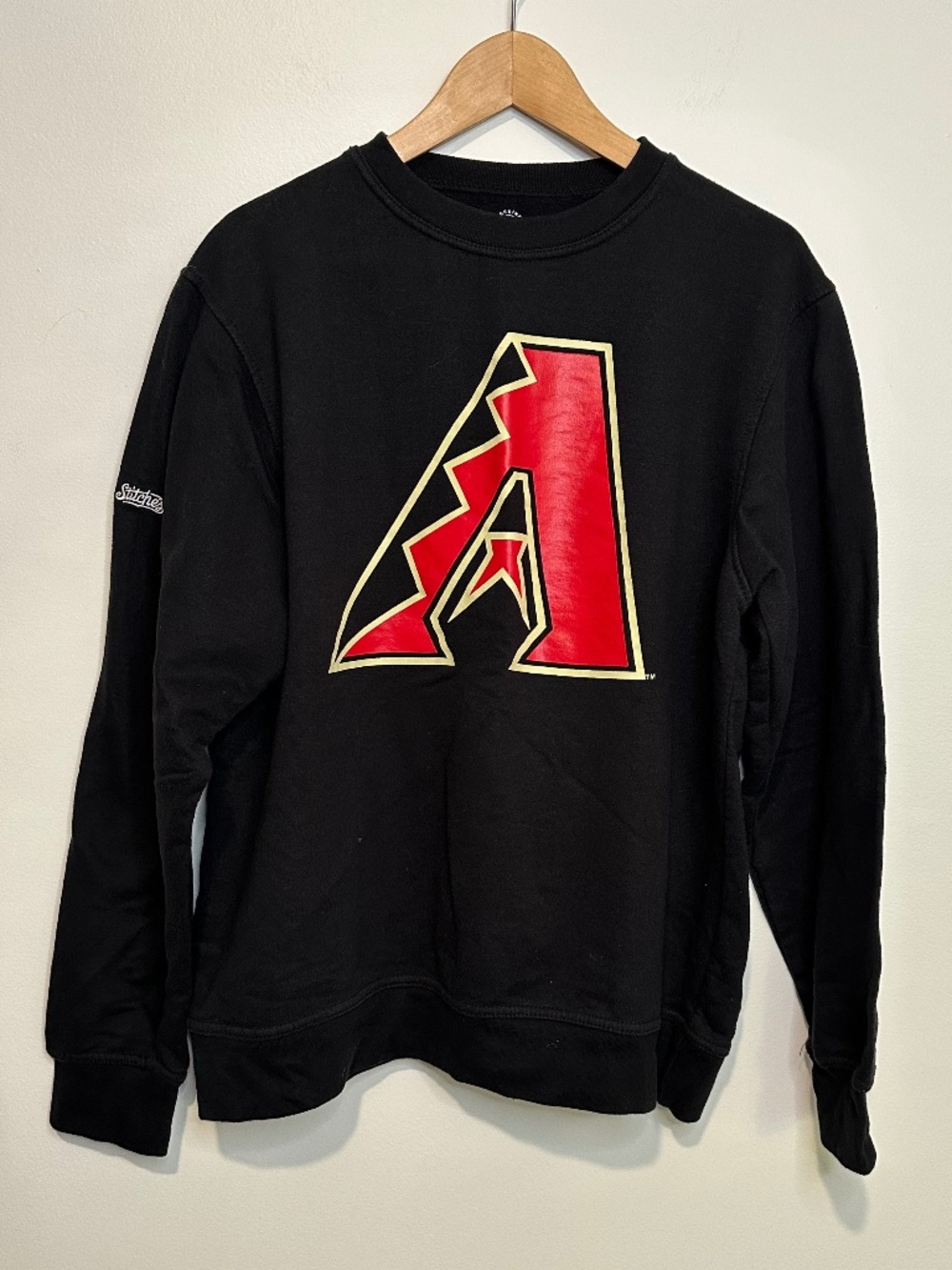 Arizona Diamondbacks Large Black and Red Crewneck Sweatshirt Stitches MLB